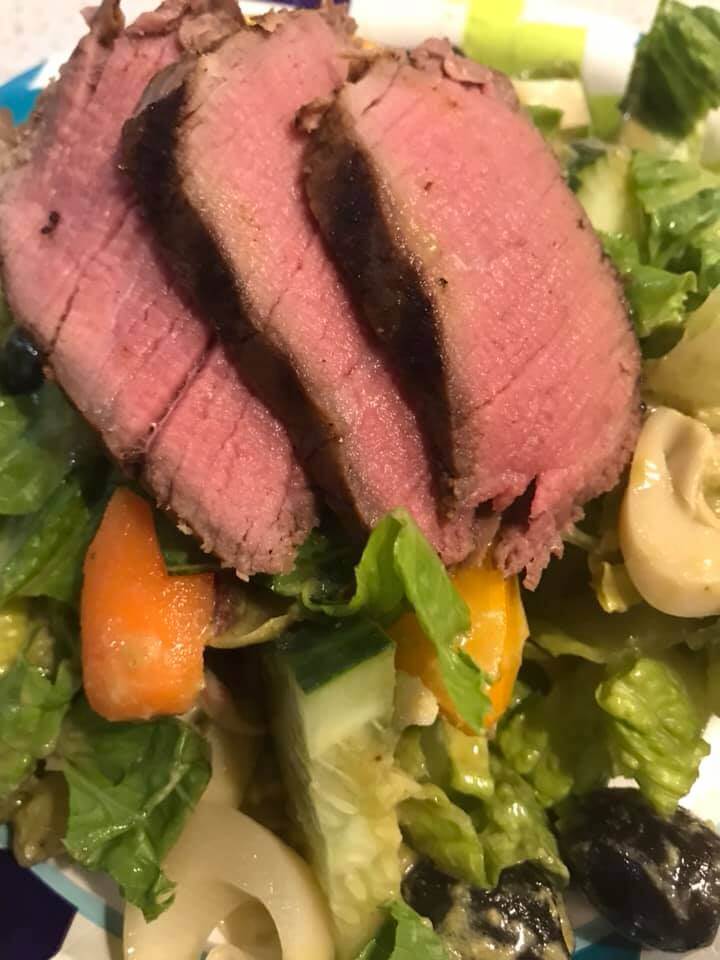 You are currently viewing Khrysten’s Filet Mignons over Salad
