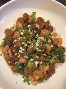 Read more about the article Angela’s Spiked Shrimp and Sausage