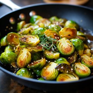 Read more about the article Rosemary Garlic Brussels Sprouts with Soy Glaze