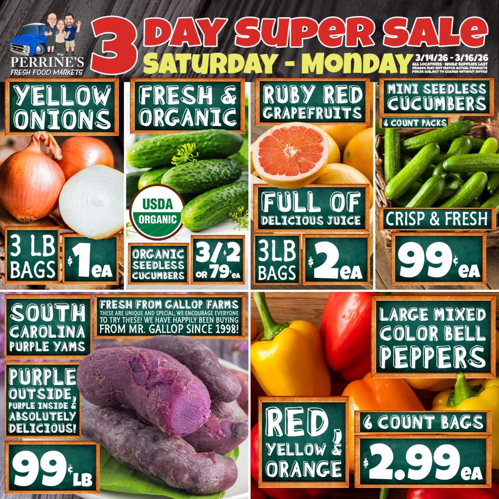 3 Day Sales - Mar 14 - Mar 16, 2026 - Produce